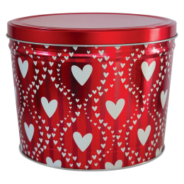 Red Hearts 2 Gallon Popcorn Tin