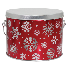 Red with Snowflakes 1/2 Gallon Popcorn Tin