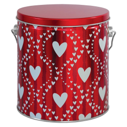 Red with Hearts Gallon Popcorn Tin