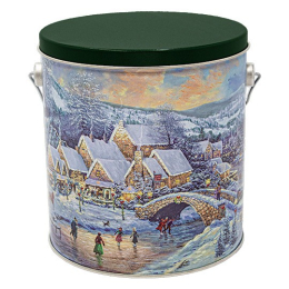Christmas at Lamplight Village Gallon Popcorn Tin